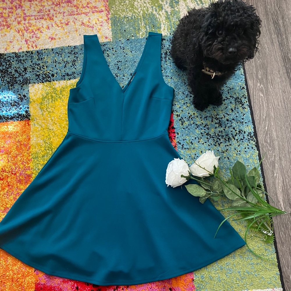 Forever 21 Deep Teal V Neck Dress
